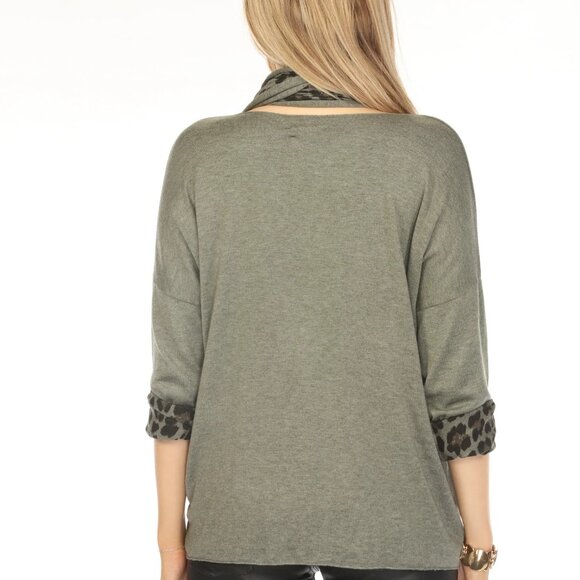 Olive Top With Leopard Print Scarf - Picture 2 of 11